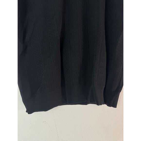 Magaschoni Man Quarter Zip Black Medium Short Sleeve Sweater Polo Top Shirt $78 - Picture 4 of 15